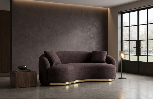 Meubles de salon Canapé de luxe 3 places Design Marron Canapé moelleux en tissu 230cm.