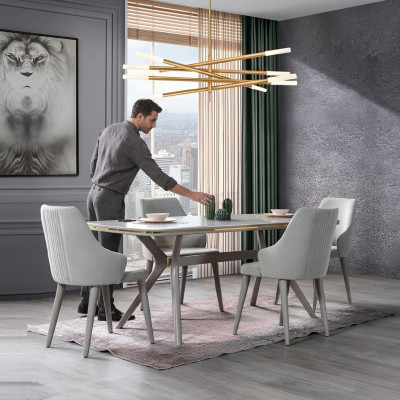 Table à manger moderne 6 chaises Mobilier de salle à manger de luxe Designer Ensemble de salle à manger en bois
