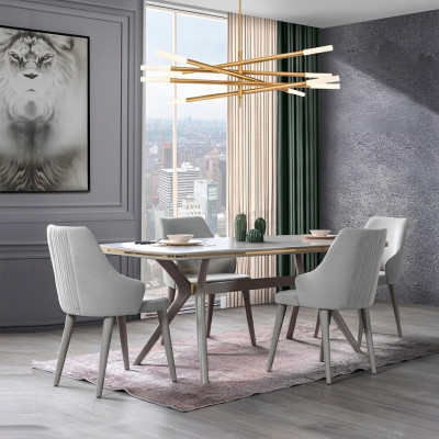 Table à manger moderne 6 chaises Mobilier de salle à manger de luxe Designer Ensemble de salle à manger en bois