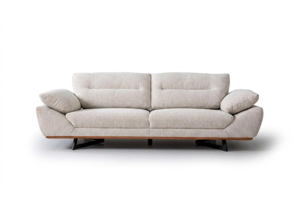 Canapé design confortable 3 places en tissu blanc dans le salon
