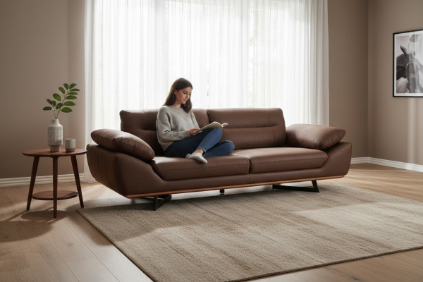 Canapé design moderne 3 places 240cm canapé xxl Canapés en tissu Design Marron
