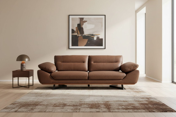 Canapé design moderne 3 places 240cm canapé xxl Canapés en tissu Design Marron
