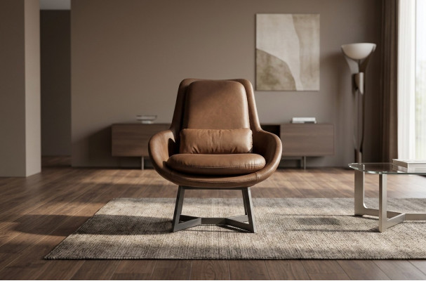 Fauteuil design 1 place en similicuir Fauteuil rembourré Canapé Design Marron