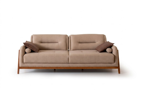 Canapé design 3 places, luxueux, rembourrage marron, meuble de salon