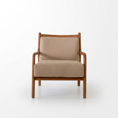 Fauteuil moderne beige pour salon Mobilier de luxe Design Tissu d'ameublement en imitation cuir