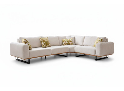 Canapé d'angle de luxe en tissu en forme de L Canapé Canapé blanc Canapé rembourré Siège Suite d'angle