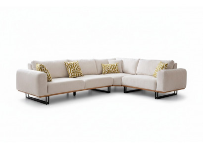 Canapé d'angle de luxe en tissu en forme de L Canapé Canapé blanc Canapé rembourré Siège Suite d'angle