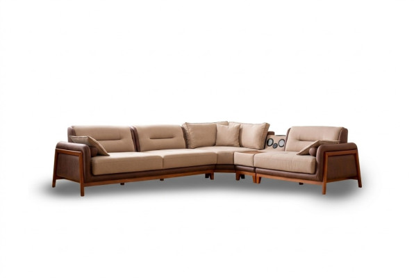 Canapé d'angle de luxe en forme de L beige Mobilier de salon Canapé Canapés multifonctions Modernes