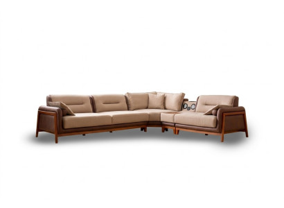 Canapé d'angle de luxe en forme de L beige Mobilier de salon Canapé Canapés multifonctions Modernes