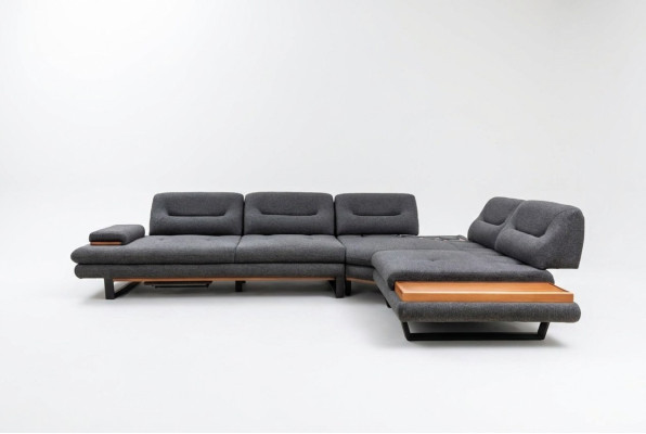 Designer Canapé d'angle en forme de L de luxe Gris Mobilier pour le salon Paysage vivant