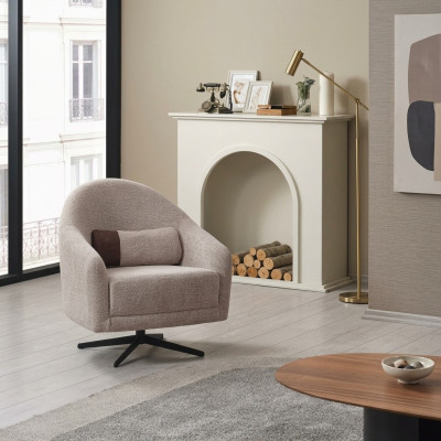 Fauteuil moderne Gris Lounge Club Salon Style Rembourrage Textile Siège unique
