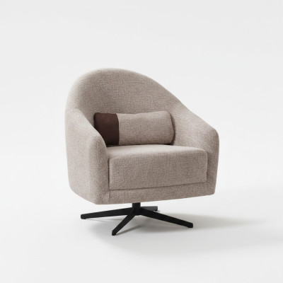 Fauteuil moderne Gris Lounge Club Salon Style Rembourrage Textile Siège unique
