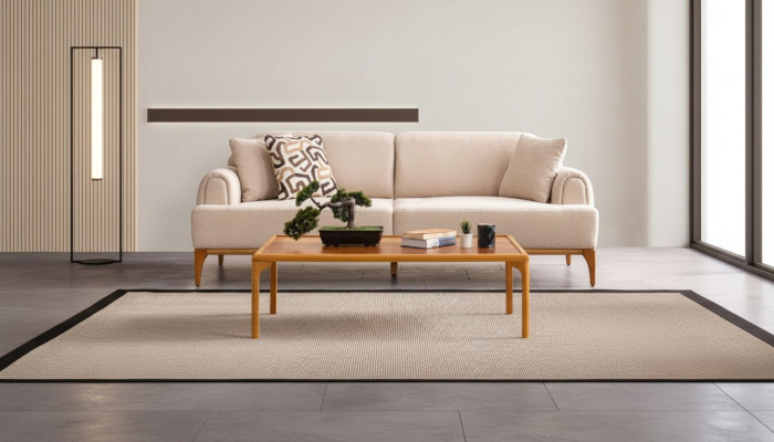 Canapé moderne 3 places Salon Beige xxl 220cm Meubles de luxe Canapés Canapés