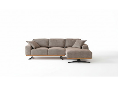 Canapé d'angle de luxe en forme de L, meuble moderne pour salon en gris.