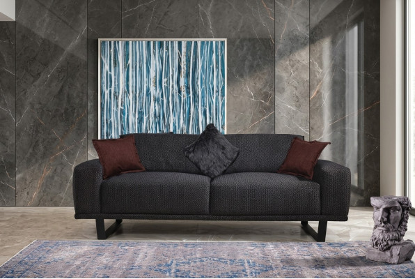 Canapé design 3 places Salon de luxe Noir Mobilier Canapés Sofas