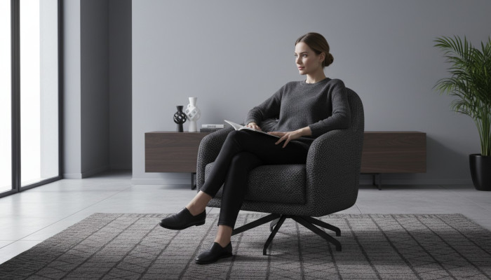 Fauteuil design Salon Mobilier de luxe Noir Élégant Lounge Club