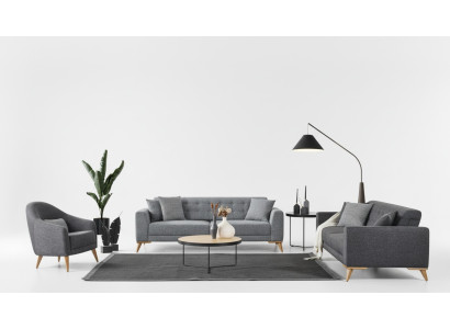 Ensemble de salon élégant 3 pièces. Mobilier de luxe Design moderne gris Canapé 3+1