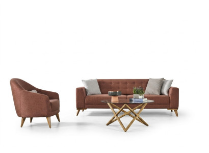 Salle de séjour Ensemble Rose Élégante Suite canapé 3+1 places Fauteuil Canapés