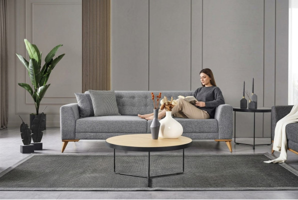Canapé moderne trois places gris meubles de luxe dans le salon 223cm
