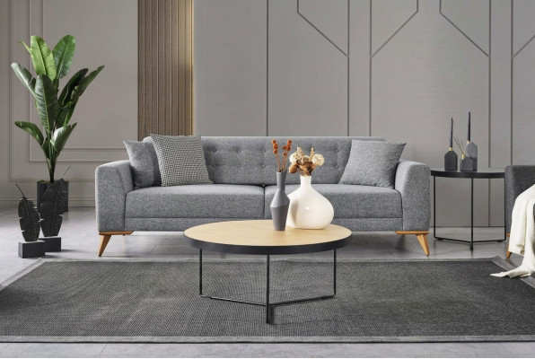 Canapé moderne trois places gris meubles de luxe dans le salon 223cm
