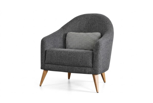 Fauteuil design rembourré en tissu gris de luxe pour salon lounge club