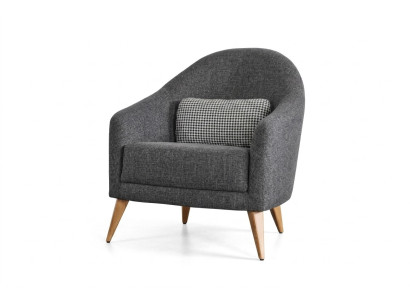 Fauteuil design rembourré en tissu gris de luxe pour salon lounge club