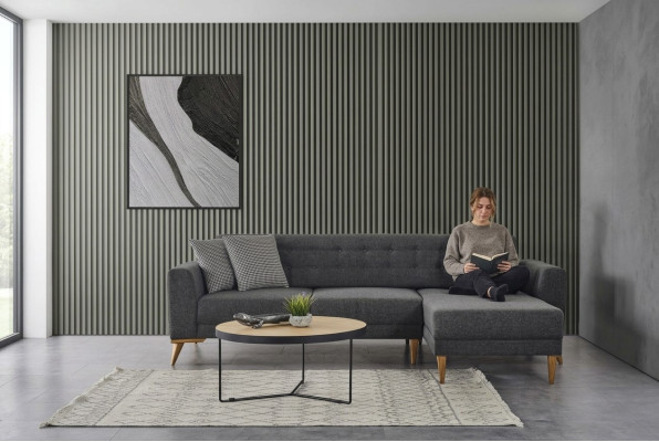 Canapé d'angle de luxe en L moderne Gris Canapé Meubles design Salon