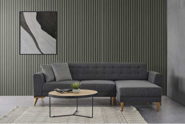 Canapé d'angle de luxe en L moderne Gris Canapé Meubles design Salon