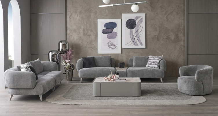 Canapé Ensemble de canapés 3+3+1 Place Canapé Gris Mobilier de luxe pour salon Canapés