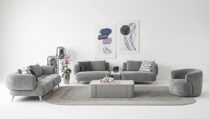 Canapé Ensemble de canapés 3+3+1 Place Canapé Gris Mobilier de luxe pour salon Canapés