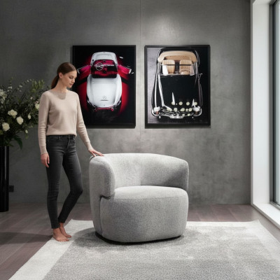 Fauteuil design Gris Mobilier de luxe Salon Revêtement Textile Lounge Club