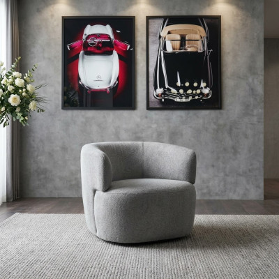 Fauteuil design Gris Mobilier de luxe Salon Revêtement Textile Lounge Club
