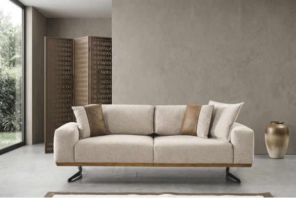 Canapé trois places de designer, couleur beige, meuble de luxe dans le salon 225 cm