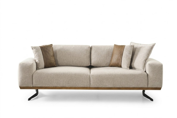 Canapé trois places de designer, couleur beige, meuble de luxe dans le salon 225 cm