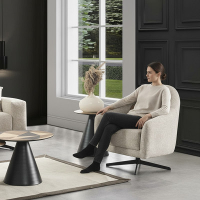 Fauteuil de luxe Meubles élégants Salon Conception Pivotante Club Lounge en bois
