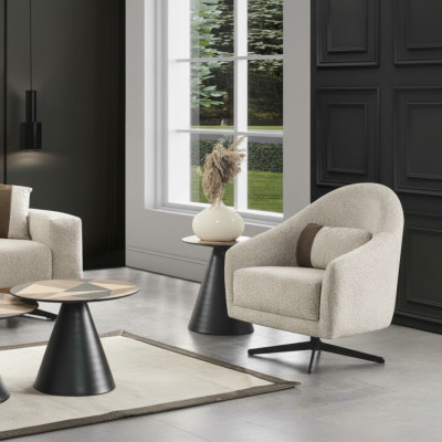 Fauteuil de luxe Meubles élégants Salon Conception Pivotante Club Lounge en bois