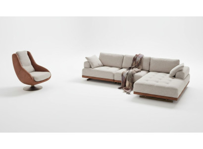 Ensemble de salon élégant 2 pièces. Ensemble canapé d'angle de luxe en L + fauteuil design