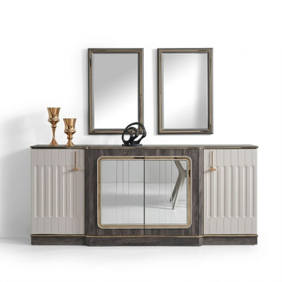 Buffet moderne avec 2 miroirs Meubles de salon design Commode en bois