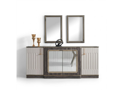 Buffet moderne avec 2 miroirs Meubles de salon design Commode en bois