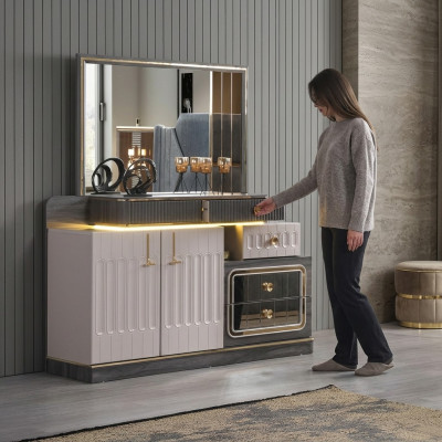 Commode Miroir Console de luxe Buffet Design Chiffonnier de chambre