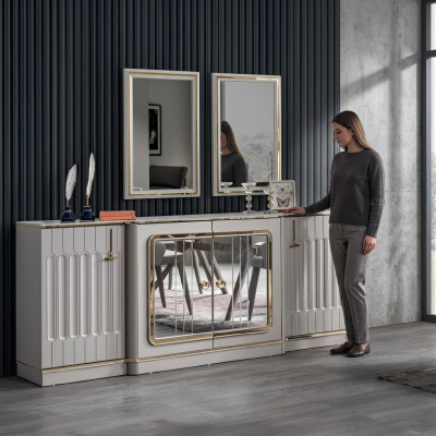 Buffet moderne avec 2 miroirs Designer Mobilier de luxe pour salon Commode