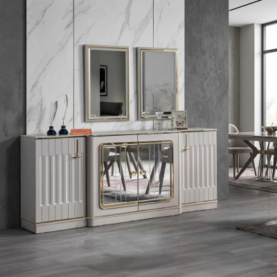 Buffet moderne avec 2 miroirs Designer Mobilier de luxe pour salon Commode
