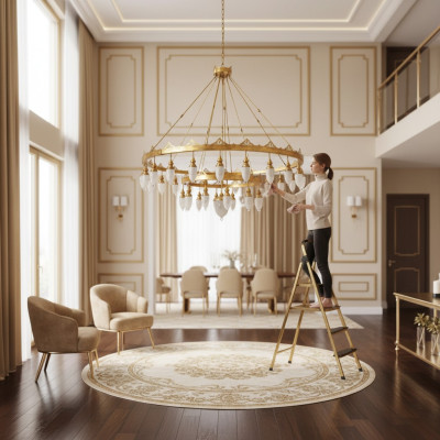 Grand Luminaire Lustre Lustre Lampes de luxe xxl Plafonnier 240x270