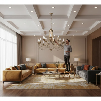 Lampe de plafond Un luxueux salon moderne en verre neuf