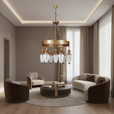 Lampe suspension Lustre lampe en cristal Plafonnier Luminaires 60x125