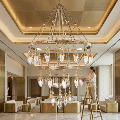 Lustre de plafond de luxe XXL luminaire lampe luminaire salon luminaire 160x280