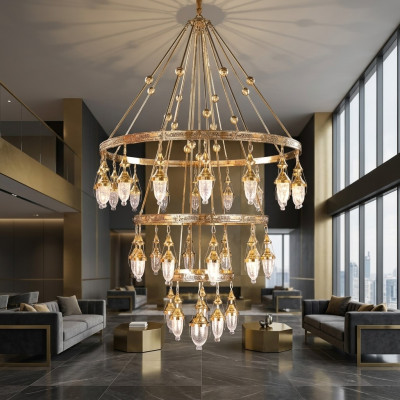 Lustre de plafond de luxe XXL luminaire lampe luminaire salon luminaire 160x280