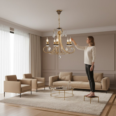 Chandelier en cristal - Lustre moderne chic Lampe d'intérieur Luminaire