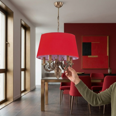 Lustre classique Lampes Luminaires Lamp Or 50x80 Rouge