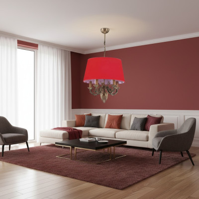 Lustre classique Lampes Luminaires Lamp Or 50x80 Rouge